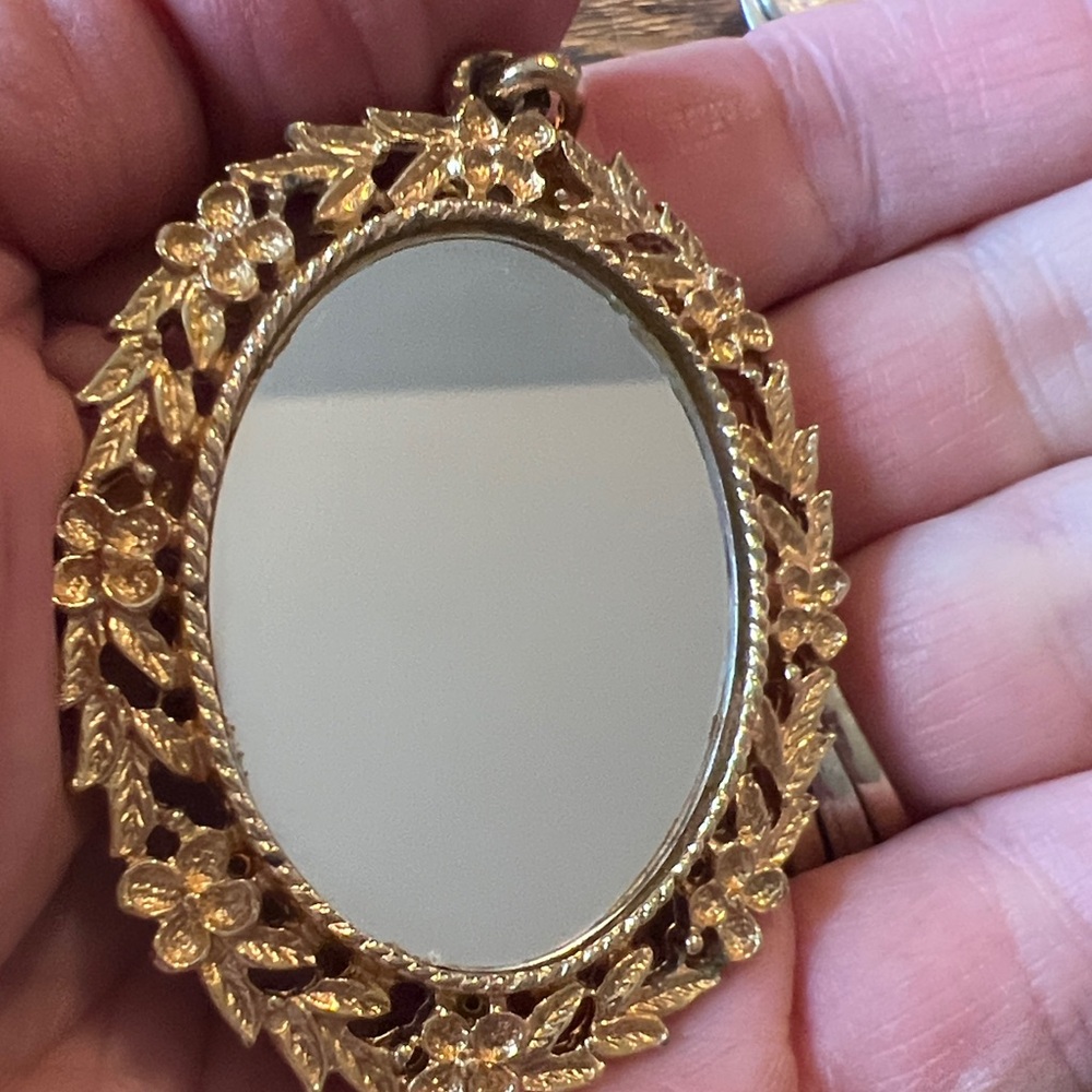 Lot Vintage Costume Cameo Avon Serena rose mirror reverse painted brooch pendant - Picture 8 of 13